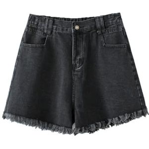 Pegsmio Dames grote maat zomer denim shorts, Zwart, 3XL