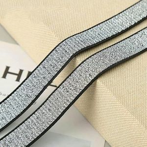 5 Yards Glitter Elastische Spandex Band Goud Zilver Elastisch Lint Bh Band Lingerie Jurk DIY Naaiwerk Trim Craft Tailleband Elastisch-Zilver-zwarte rand-25MM-5Meter