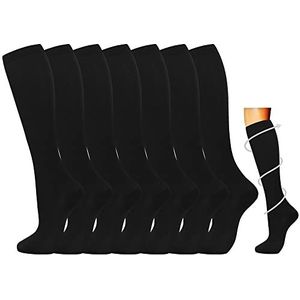 Losvcbcx 7 paar compressiesokken voor dames en heren, 15-20 mmHg zijn de beste sportieve en medische sokken voor sport, fietsen