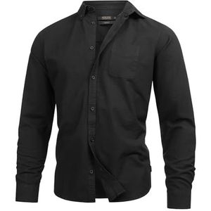 INDICODE Heren Kepner Shirt | Hemd met borstzak van katoen Black S