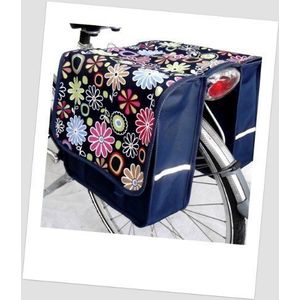 Joy Fietstas voor kinderen, zadeltas, bagagedragertas, fietstas 2 x 5 liter, kleur: 17 Flower Navy