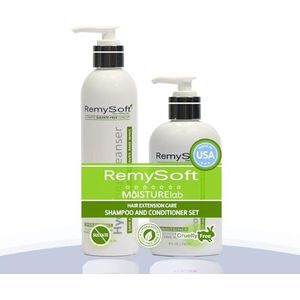 RemySoft Moisturelab Hydrating Cleanser & Recovery Cream Duo - Veilig voor haarextensies, weefsels en pruiken - Salon Formula Shampoo en conditioner Combo - Gentle Sulfaatvrije Lather Remysoft