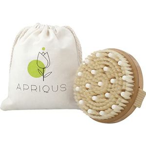 Apriqus Natte en droge borstelborstel met draagtas, natuurlijke borstel voor droog lichaam voor lympathatische drainage, verwijderen van dode huidcellen, cellulitis en verbetert de bloedcirculatie