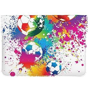 Kleurrijke Voetbal Laptop Sleeve Bag Lederen Waterdichte Notebook Computer Case Laptop Tas Voor Vrouwen Mannen