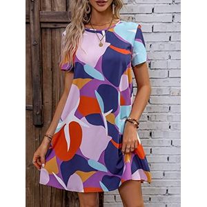 jurken voor dames Tuniekjurk met allover print (Color : Multicolore, Size : M)