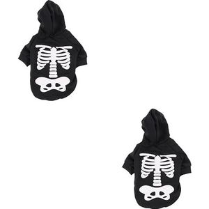 Didiseaon 2 Stuks Halloween-kostuums voor huisdieren hond skelet puppy spookkostuum jurken hoodies voor jongens skelet hondenkleding honden kledingstuk trui jas met hoed jumpsuit katoen