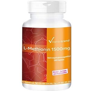 L-Methionine 1500mg - 240 veganistische capsules - Hoge dosering - Aminozuur - Made in Germany | Vitamintrend®