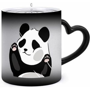 Grappige Panda Koffie Mok 11oz Kleur Veranderende Mokken Hartvormige Handvat Warmtegevoelige Verkleuring Koppen