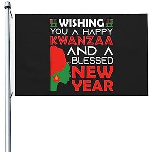 Vlag Wishing Kwanzaa en gezegend Nieuwjaar vlaggen banner lichtgewicht decoratieve vlag vervagen bestendig boerderij vlag, voor thuis, feesten, 90 x 150 cm
