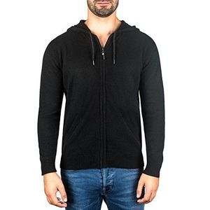 CASH-MERE.CH 100% Cashmere Heren Zip Hoodie | Jumper - zwart - L