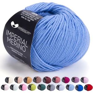 MeriWoolArt® Extrafijne Merinowol garen om te Breien of Haken Blauw (50g, 100m) - Veelzijdig voor Mutsen, Snoods, Blouses, Tunieken en Warme Kleding voor Kinderen en Volwassenen