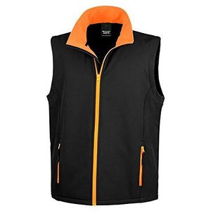 Result Heren Core Printbare Softshell Bodywarmer, zwart/oranje, 4XL