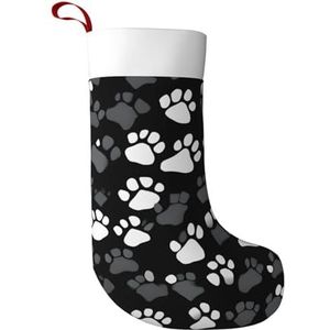 RRSZCC Zwart En Wit Poot Print Print Kerst Kousen Xmas Kousen Manchet Kousen Voor Trappen Open Haard Opknoping Xmas Home Decor