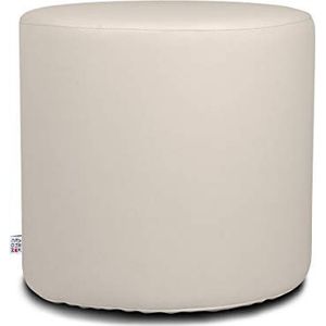 ARKETICOM Chill Ottoman Zitzak, rond, voetensteun, zitkruk, meubels voor binnen en buiten, design, gemaakt in Italië, puff, kunstleer, stof, ritssluiting, eenvoudige reiniging, beige, 35 x 35 x 35 cm