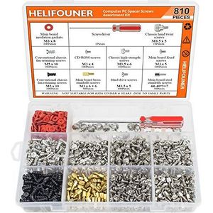 HELIFOUNER 810 Stuks Computer Standoffs Schroeven Assortiment Kit met een Schroevendraaier