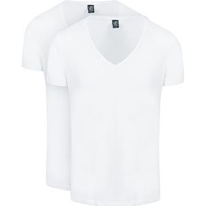 Suitable Vibamboru T-shirts diepe V-hals wit 2-pack - maat XXL - heren - kleding - slim fit - 3160 DeepV Bambo Vibamboru, wit., XXL