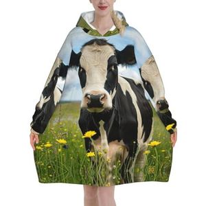Melkkoe Vrouwen Sherpa Sweatshirt Deken Verlengt Warm Gezellige Oversized Draagbare Pocket Hoodie Volwassenen