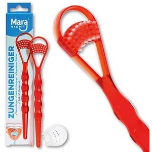 MARA EXPERT Professionele tongreiniger voor veilig ademen, tongborstel en schraper in 1, verwijdert bacteriële tongvoeringen en reinigt de tong grondig en effectief (blauw/rood/transparant)
