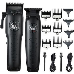 Tondeuses voor mannen, 2 stuks professionele tondeuse, tondeuse set, tondeuse set met LCD-scherm, dual-purpose USB opladen (zwart)