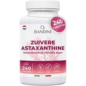 Bandini® Pure Astaxanthine 240 tabletten 8 maanden voorraad | 8 mg per tabletten Krachtige natuurlijke antioxidant van Haematococcus Pluvialis algen | Vegan Astaxanthin, zonder magnesiumstearaat