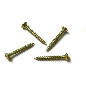 100 stuks MINI-spaanplaatschroeven (verzonken kop met PZ-kruiskop) staal geel verzinkt 2 x 16 mm voor modelbouw of voor restauratie