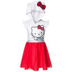 Hello Kitty Little Girls Mesh Cosplay Tule Mouwloze Jurk Wit 4
