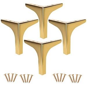 XFGFDFF Meubelpoten tafelpoten, 4 stuks metalen driehoekige meubelpoten, vervangende bankpoten, salontafel poten, bureaupoten, zwart/goud/zilver, doe-het-zelf meubelpoten, antislip/stil, goud-10 cm