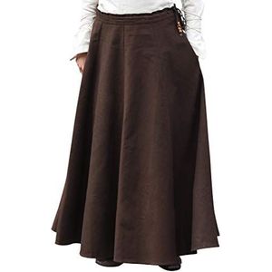 Battle-Merchant - Dames middeleeuwse rok - tot de grond - wijd - middeleeuwen - LARP-kleding - maagd - Vikingen - katoen - donkerbruin - M