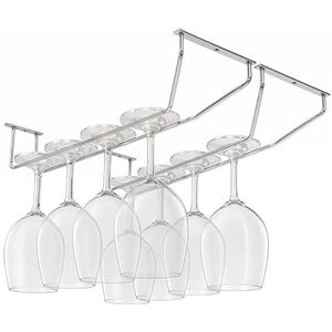 Belle Vous - Chroom Stalen Onder Keukenkasten Wijn Glas Houder - 4 Pak - 34 x 11cm