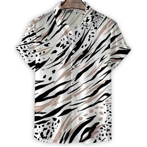 T Shirts Men Leopard Shirt Men 3D Printed Tiger Stripes Short Sleeves Tops Blouse Casual Summer Loose Shirts-Shirts-Zxa33497-M