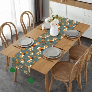 Gele vos Faux Linnen Tafelloper 14x60 inch, Retro pastorale stijl, een must-have voor eettafels, salontafels, nachtkastje decoraties tafelkleed