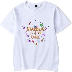 Stardew Valley T-shirt voor jongens en meisjes, casual T-shirt, uniseks, modieus shirt met korte mouwen, zomerkleding, Wit, XS