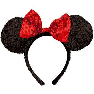 Disney Theme Parks Minnie Mouse Sequin Headband Red Black Mouse Ears