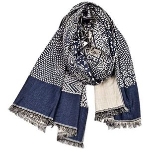 Sjaal Sjaal Katoen Linnen Etnische Sjaals Heren Winter Pashmina Omzoomd Lange Sjaal Stola Sjaals Winter Warm (Color : Blu, Size : 195 * 65cm)