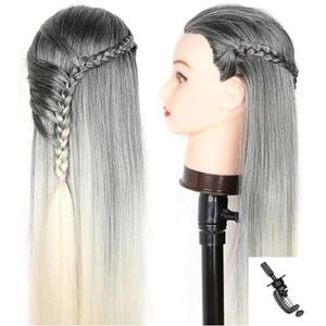 Mannequinhoofdmodel met lang synthetisch haar, mannequinhoofdstylinghoofd for kappersopleiding, poppenhoofd for vlechtoefeningen(Mixed Colors 10)