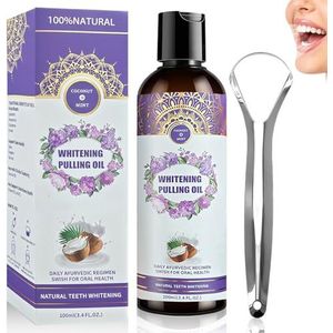 100 ml kokosolie mondspoeling, met tongschraper, mondwater voor dagelijkse verzorging en reiniging, olietrekken met tongschraper, bestrijdt effectief slechte adem