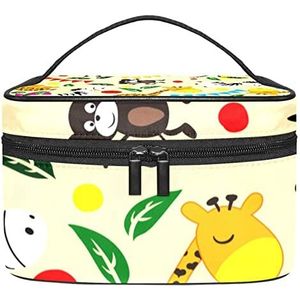 Gele dierlijke make-up organizer tas, reismake-up tas organizer case draagbare cosmetische tas voor vrouwen en meisjes toiletartikelen, Meerkleurig, 22.5x15x13.8cm/8.9x5.9x5.4in