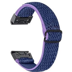 20mm elastische nylon band for Garmin Fenix 7s 6s pro 5s plus geweven sporthorloge band lus for garmin fenix 8 43mm sluiting(Blue-Purple,20mm Fenix 7S)