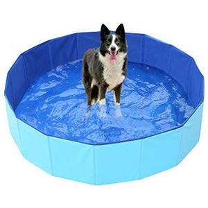 N / A Huisdierbad, opvouwbaar hondenzwembad, hondenzwembad, kinderbadje, zwembad, waterzwembad voor honden en katten (blauw, 80 x 30 cm)