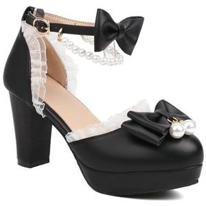 BGFCDFGV Damessandalen, prinsessenschoenen, hoge hakken, blokhakken voor dames, Zwart, 34 EU
