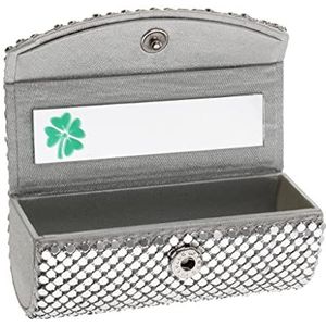 Lippenstift Case Houder Organizer Bag Purse Lipgloss Opslag W/Spiegel Zilver, Zilver, Travel Size, als beschrijving