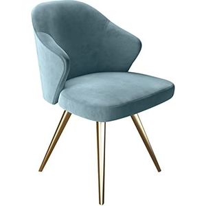 GEIRONV Modern modern design eetkamerstoel, for kantoor eetkamer keuken slaapkamer stoelen fluwelen rugleuningen zitting metalen poten keukenstoel Eetstoelen (Color : Blue, Size : 52x52x82cm)