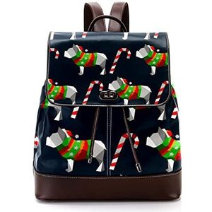 Gepersonaliseerde casual dagrugzak tas voor tiener kerst hond en snoep riet schooltassen boekentassen, Meerkleurig, 27x12.3x32cm, Rugzak Rugzakken