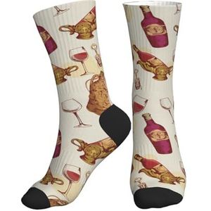 PPHGUT Rode Wijn Print Volwassenen Mid Tube Sokken Ademend Sport Running Gym Training Jogging Activiteiten, 2 Zwart-2, One size