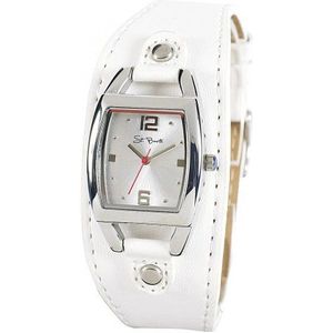 St. Barth Dames Horloge Quartz Analoog Trendy Plastic Band Wit/Zilver SLA-90583-42L