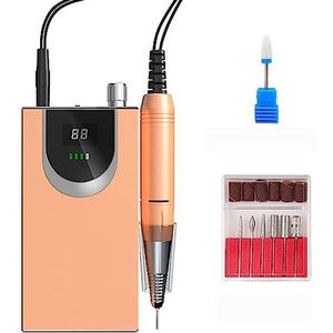 Nagelvijl elektrisch, Draagbare draadloze nagelboormachine, 30000 RPM oplaadbare manicure elektrische nagelvijlboormachine(Champagne)