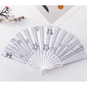 Papieren Chinese stijl waaier, retro handwaaiers 2 stuks papieren waaiers prachtige glanzende bloemenpatroon handgemaakte opvouwbare handwaaiers witte Chinese waaier thuis decoratief for dansfeest bru