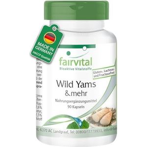 Fairvital | Wilde yams capsules - Menopauze Complex - 90 capsules - met vitamine C & E, bètacaroteen, zink, selenium - kwaliteitstest ondergaan en hooggedoseerd - 100% veganistisch - Made in Germany
