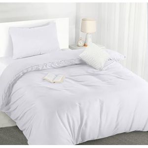 Utopia Bedding Beddengoedset van microvezel, dekbedovertrek 135 x 200 cm + 1 kussensloop 50 x 75 cm, wit