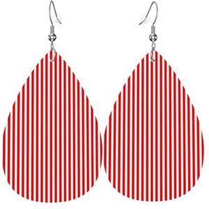 Vrouwen Oorbellen Mode Dangle Oorbellen Delicate Eardrop Sieraden Gift Faux Leer Rood Wit Verticale Streep, Eén maat, Leer, Geen edelsteen